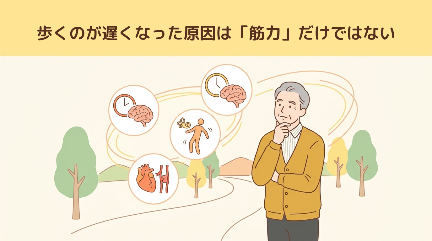 歩くのが遅くなった原因は「筋力」だけではない
