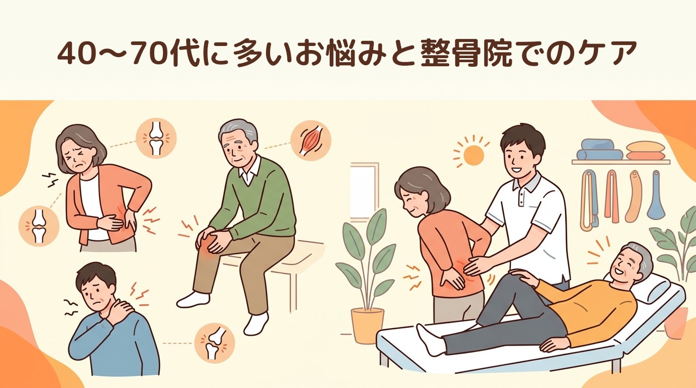 40〜70代に多いお悩みと整骨院でのケア