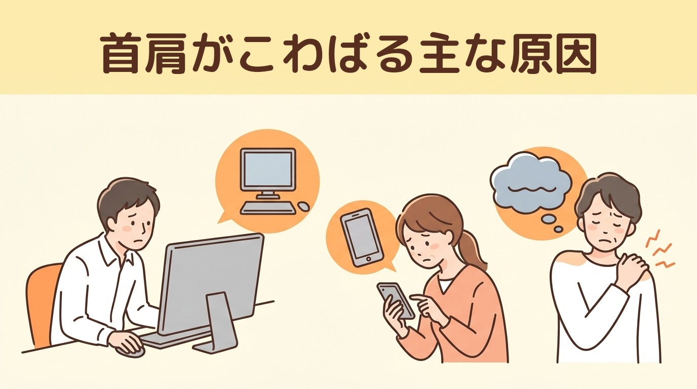 首肩がこわばる主な原因