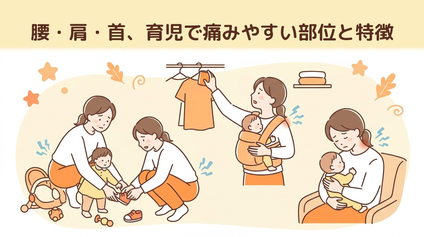 腰・肩・首、育児で痛みやすい部位と特徴