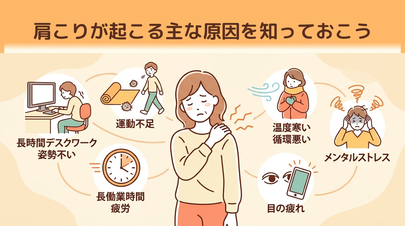 肩こりが起こる主な原因を知っておこう