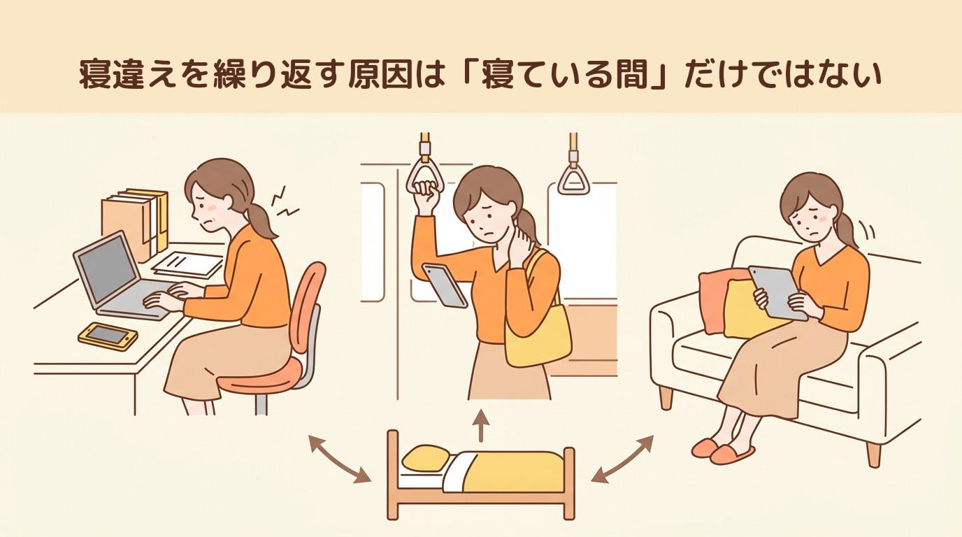 寝違えを繰り返す原因は「寝ている間」だけではない