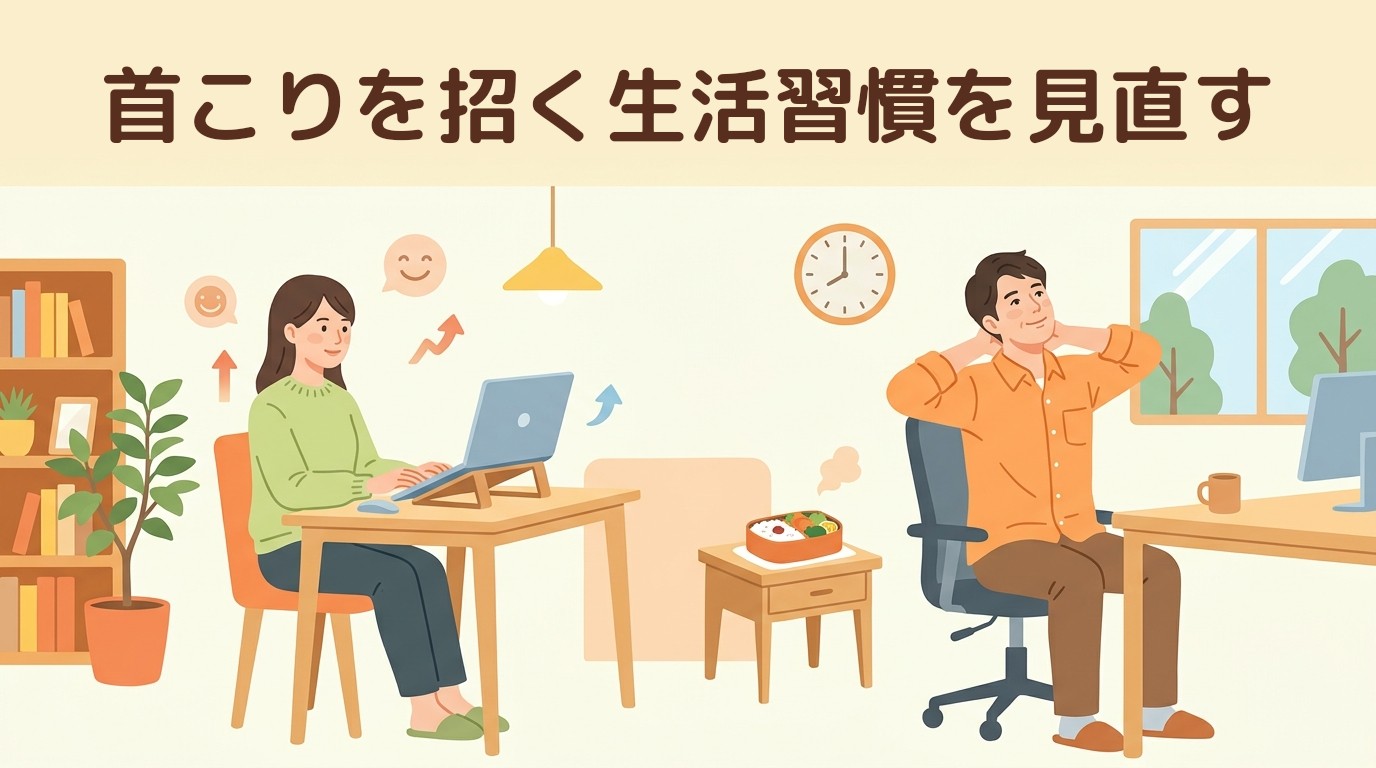 首こりを招く生活習慣を見直す