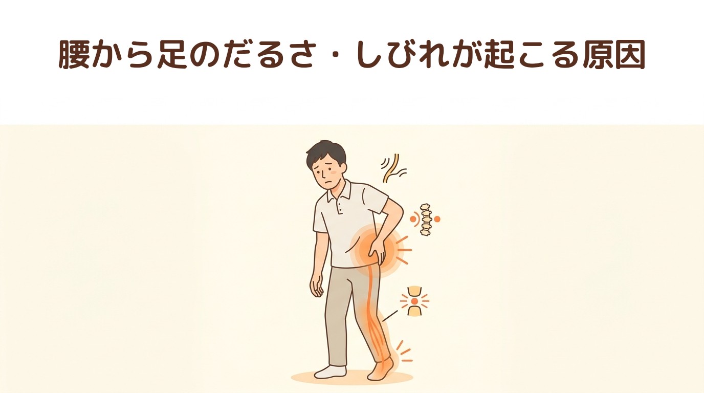 腰から足のだるさ・しびれが起こる原因